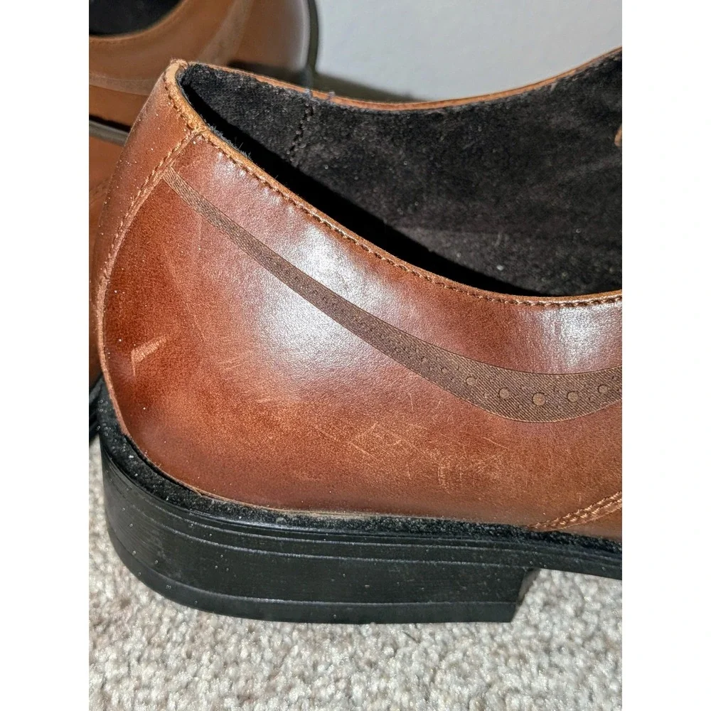 Kenneth Cole New York‎ Mens Sz 10.5M Brown Leather Cap Toe Lace Up Dress Shoes